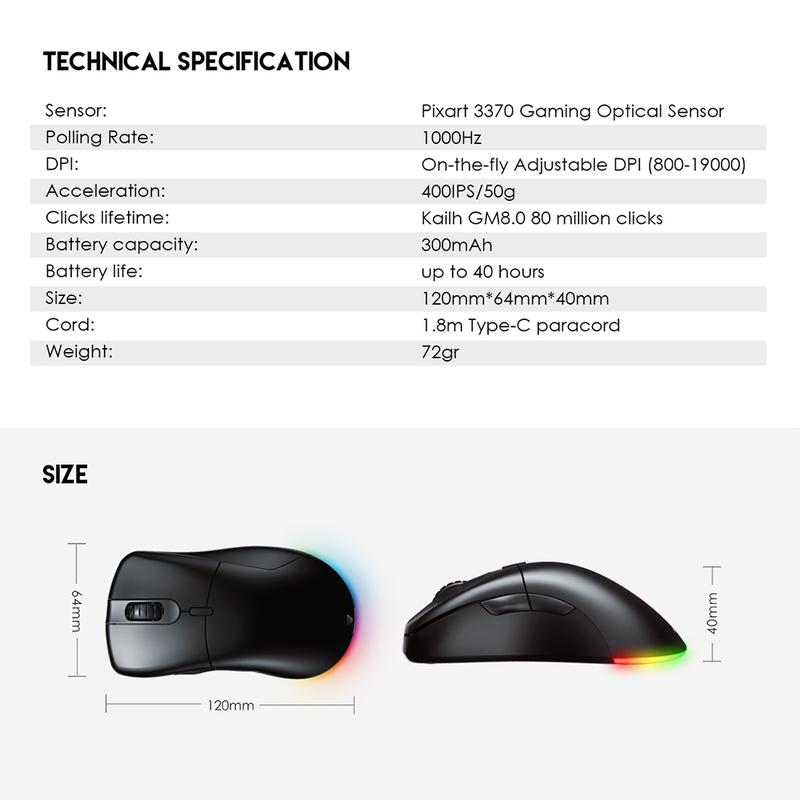 Fantech HELIOS GO XD5 Wireless Mouse Gaming RGB Dual Mode PIXART 3370 8