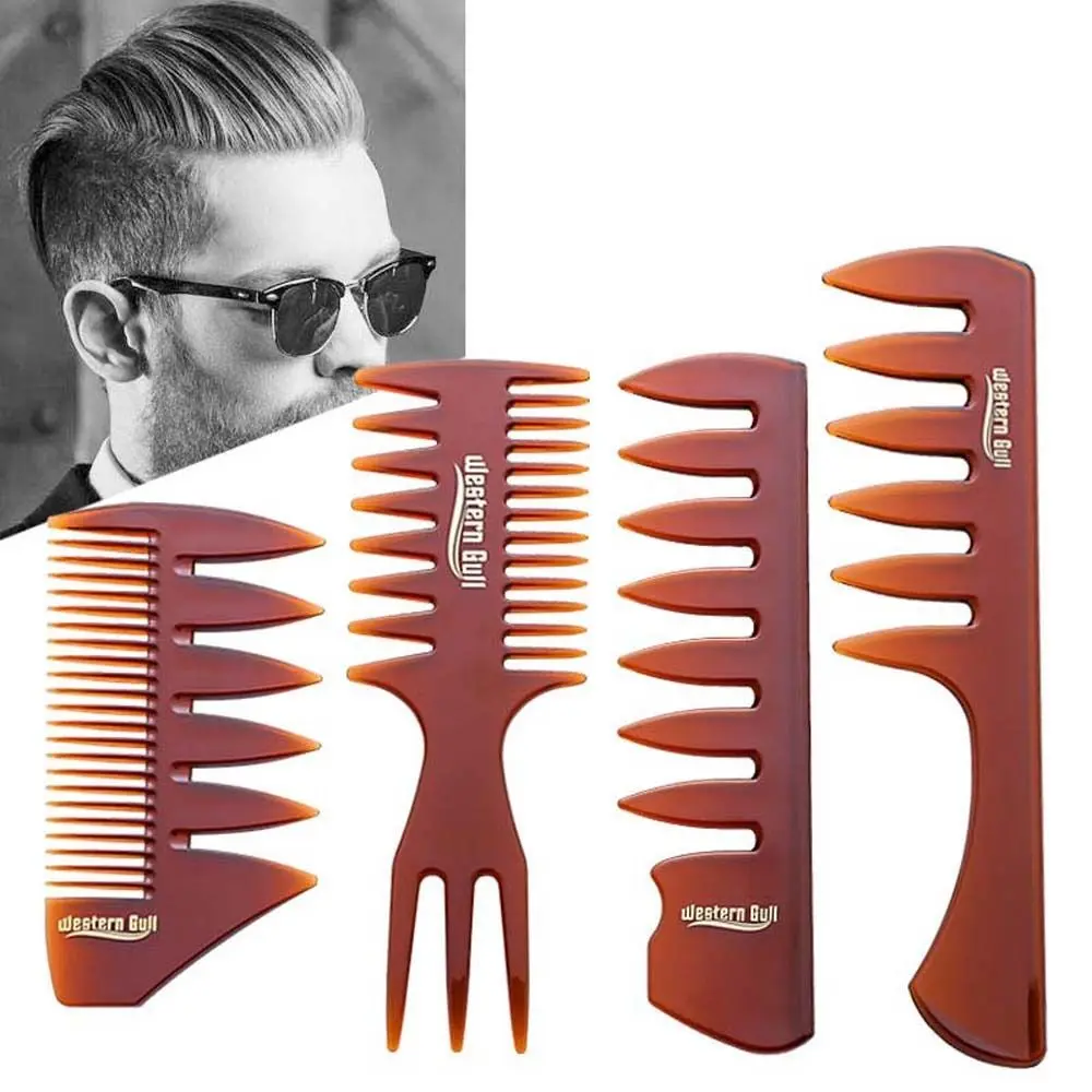 Black Fish Bone Shape Double Side Tooth Combs Barber Hair Dyeing Hair Styling Tool Hair Accessories Men Hair Comb Handle Hair Brush
