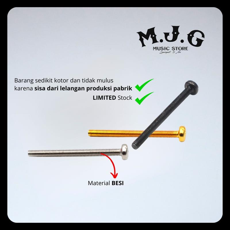 ￼screw sekrup baut pickup gitar bass elektrik hitam chrome gold 2.5mm humbucker emg seymour duncan 1