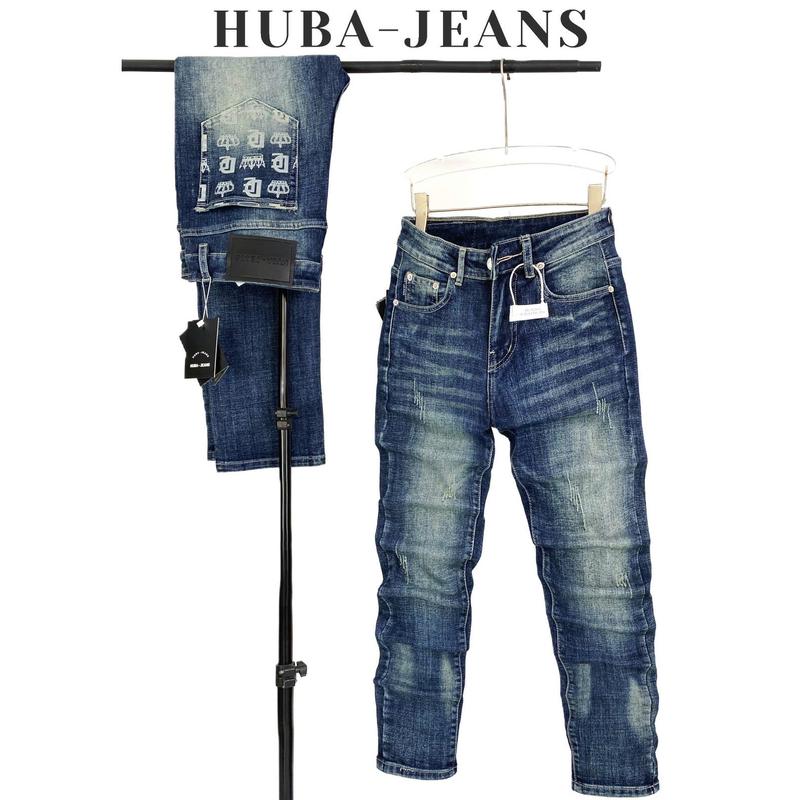 Quần jean nam HUBA JEANS Thông thường Ôm gọn Menswear Pants Có Túi Denim quầntàntật quần purple quần biker Kem - Form slimfit tôn dáng