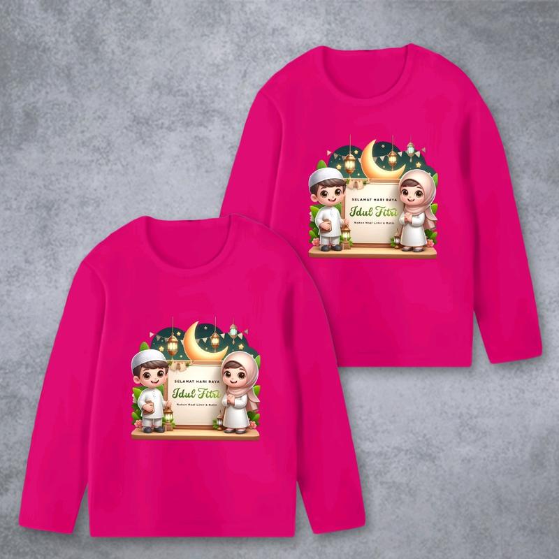 Baju Kaos Lengan Panjang Anak Cewek Cowok Edisi Lebaran Idul Fitri - Fashion Anak Motif 6