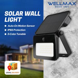 Đèn năng lượng mặt trời, WELLMAX, Làm mờ 3 màu, Cảm biến chuyển động tự động bật, Sạc năng lượng mặt trời, Thích hợp cho tường Vườn
