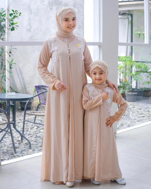 Gamis couple mom&kids / aisha couple set khimar gamis couple terbaru elegan dan kekinian