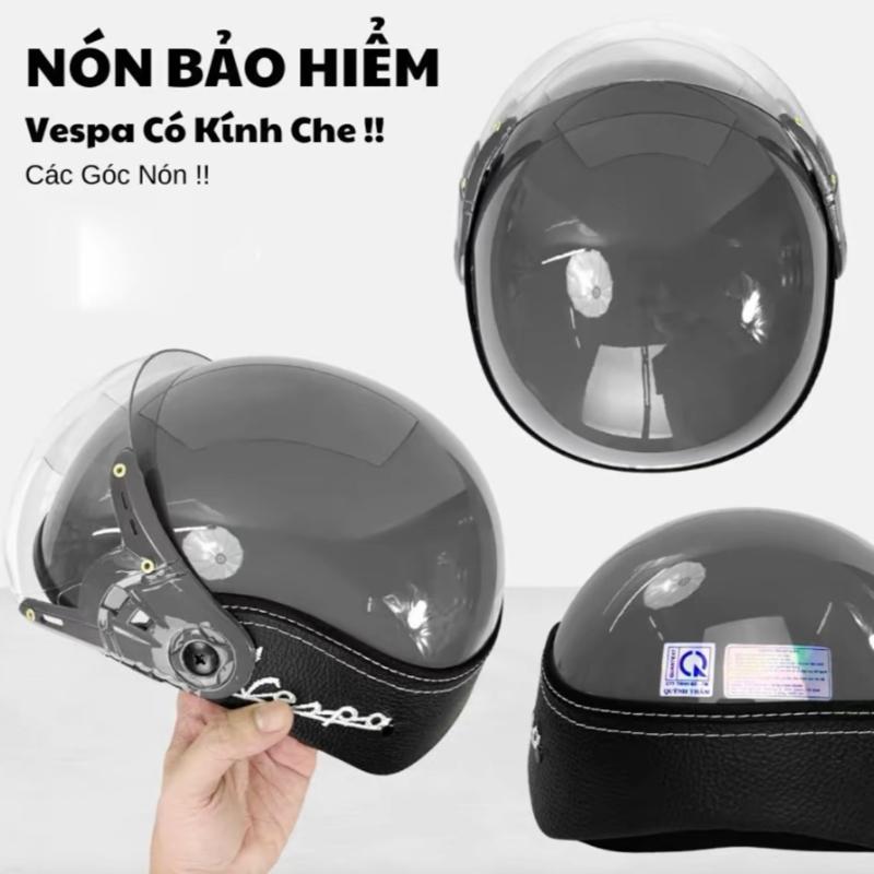  Mũ bảo hiểm VESPA DA có kính gập lên gập xuống cho nam và nữ che nắng che bụi CHÍNH HÃNG -NÓN BẢO HIỂM CAO CẤP KÍNH CÀNG 