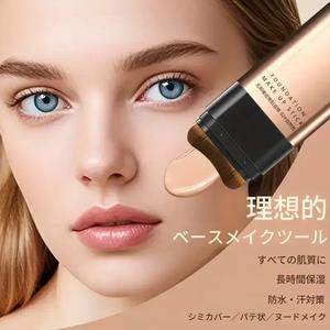 ダブルエンドッドファンデーションスティック ブラシ付き、フルカバレッジコンシーラークリーム、ナチュラル仕上げ、すべての肌タイプに適した多色展開