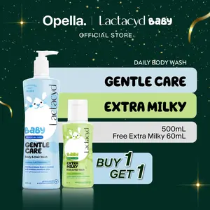 [Buy 1 Get 1] Lactacyd Baby Gentle Care 2in1 Body Wash and Hair Shampoo 500mL - Sabun dan Sampo Bayi Melindungi dari Iritasi + FREE Lactacyd Extra Milky 60ml