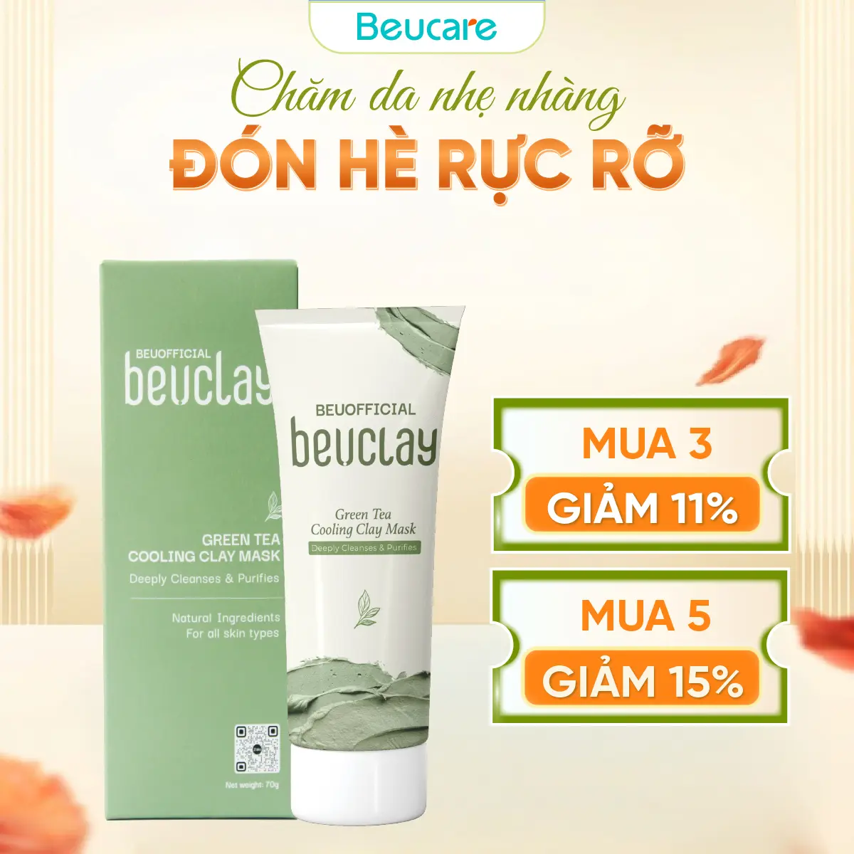 BEUCLAY Mặt Nạ Đất Sét Trắng Nam Nữ, Hỗ Trợ  Tẩy Tế Bào Chết Và Giảm Thiểu Dầu Thừa - 70g -  Kem Face  Skincare Mặt Nạ Hỗ trợ Dưỡng Trắng Làm Đẹp  Hỗ trợ Thu Nhỏ Lỗ Chân Lông Phục Hồi Cosmetics Vitamin E tốt mask set bùn -MN001