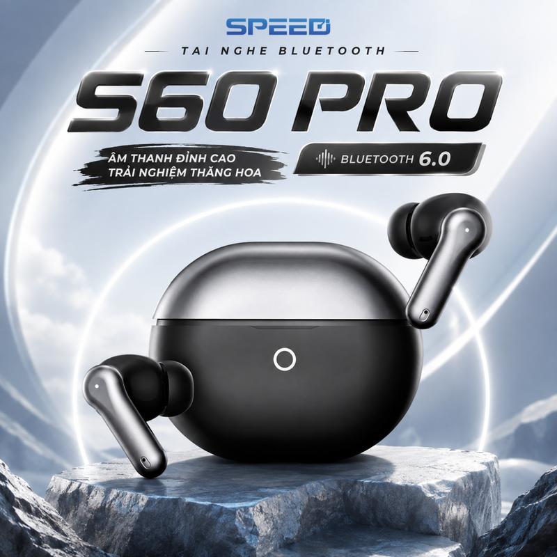 9K [ VINHBANHBO LIVE ] Tai Nghe Bluetooth SPEED S60 Pro Chính Hãng – Tai Nghe Không Dây Bluetooth 6.0, Âm Thanh Sống Động, Kết Nối Ổn Định, Thiết Kế Cao Cấp