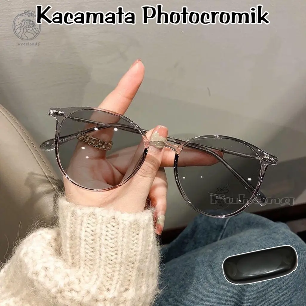 Kacamata Wanita Terlaris Lensa Photocromik Blueray Minus Antiradiasi Bluecromik Plus/Baca Optik