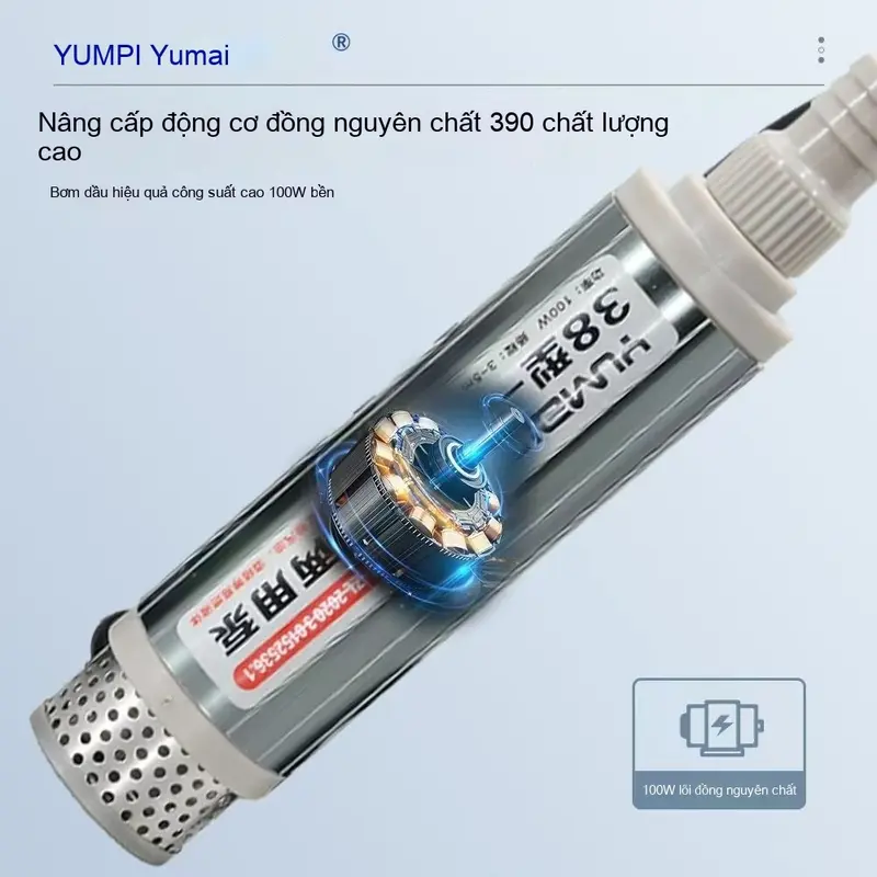 Bơm dầu Điện chạy bằng Pin Lithium, bơm xăng dầu diesel và nước sạch, động cơ đồng nguyên chất, điện áp 21v, 1 cái 5