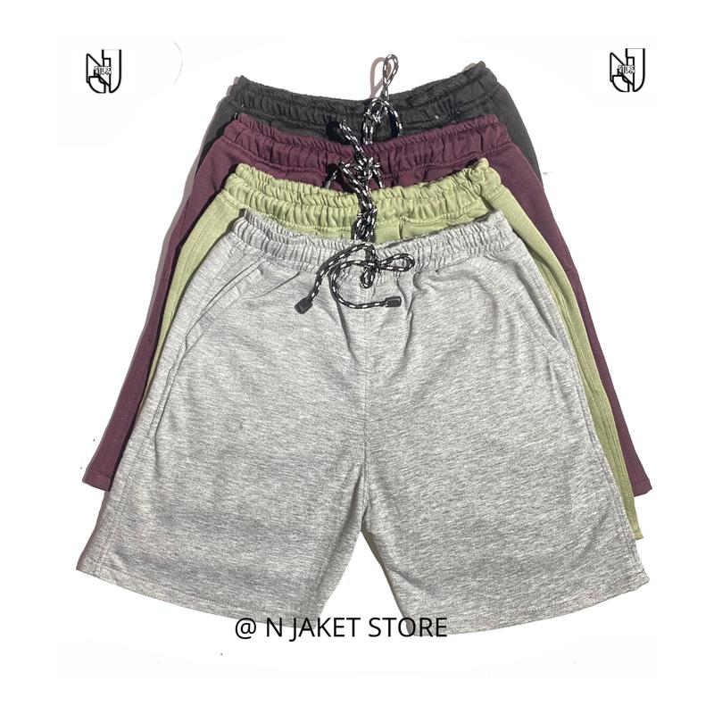 NJSD.IDCELANA PENDEK BOARDSHORT /CELANA PENDEK / UNISEX PEREMIUM Tebal Pria Hitam Katun Casual Pant Santai Dewasa 0