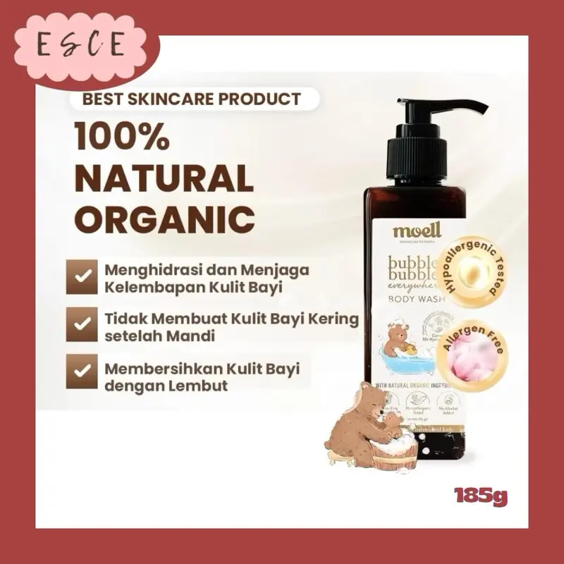 ESCE MOELL Healthy Skincare BABY Natural Organic Hair Lotion Shampoo Body Wash Face Cream Sunscreen Balm 1