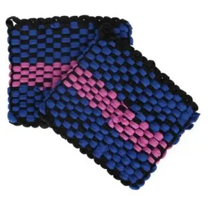 Tatakan Anti Panas Lokal 15x15 cm ISI 5 PCS - Cempal Pola Garis-Garis - Buah, Dapur