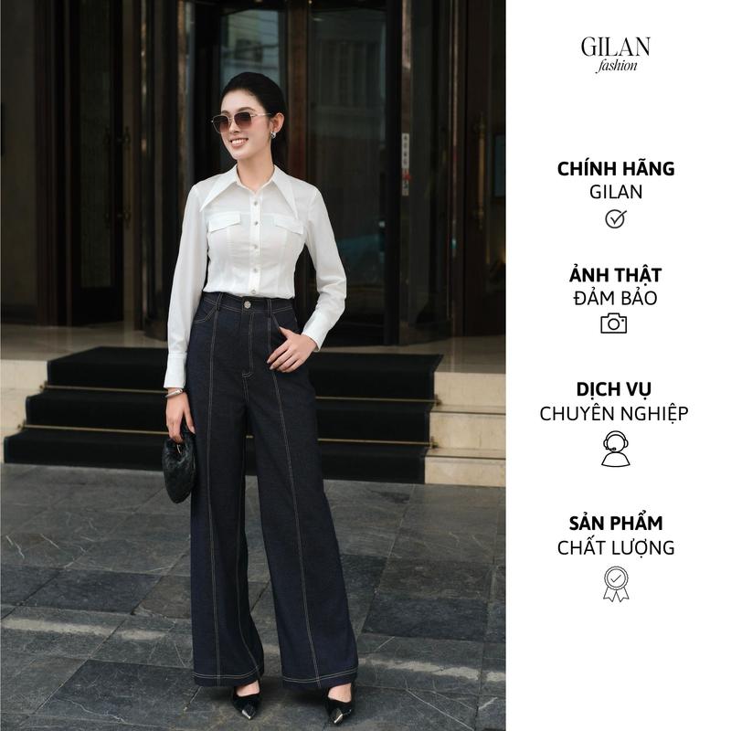  Quần bò ống suông nữ GILAN Veres chất liệu vải bò dày dặn thiết kế thanh lịch hiện đại 