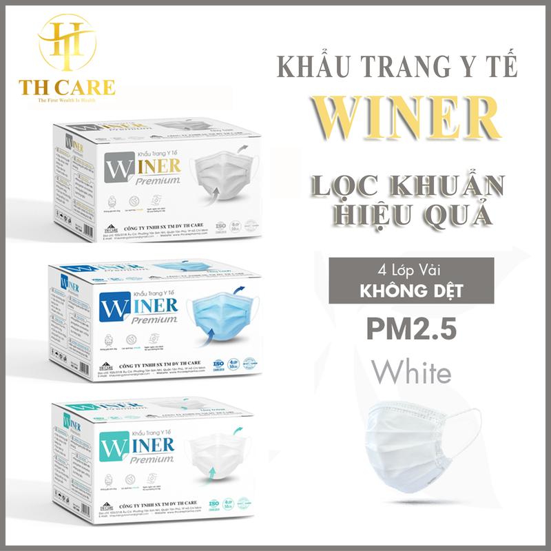 Combo 4 hộp Khẩu trang y tế WINER 4 Lớp Lọc Khuẩn khẩu trang y tế xanh blue polyester khautrang giare