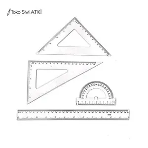 Set Penggaris Plastik Bening Transparan 4 in 1