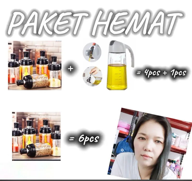 PAKET 6 pc Botol bumbu/ Tempat bumbu/ toples bumbu/sendok tutup 0