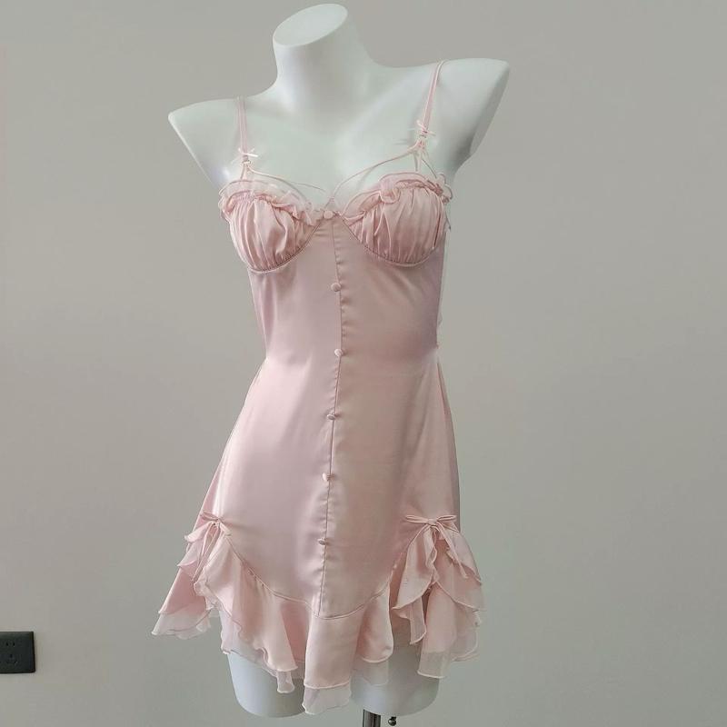 V491 - Váy ngủ lụa phối ren dáng ôm chân váy xoè điệu dà, hàng chuẩn QC cao cấp