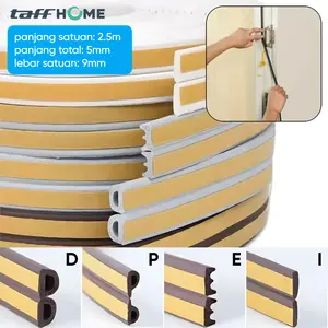 TaffHOME Seal Strip Busa Karet Penutup Celah Lemari Kusen Pintu Jendela Peredam Suara Benturan Multifungsi 2.5M x 9mm