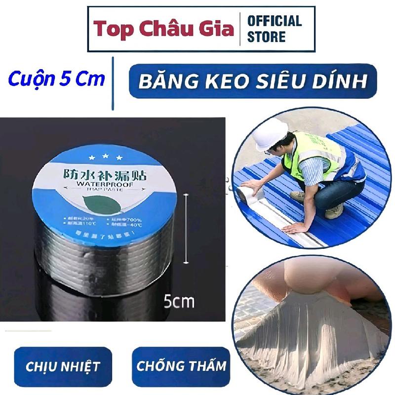 Băng Keo Dán Rộng 5cm, Cuộn 5 Mét, Miếng Dán Siêu Dính, Băng Keo Chống Thấm Nước, Keo Chống Dột