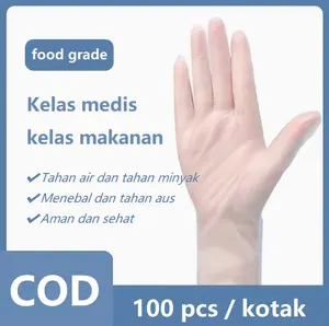 【4 SIZE】Medis 100 pcs latek nitril sarung tangan Karet Latex Handscoon NItrile Waterproof and Oil Proof Menebal Dan Tidak Mudah Pecah Putih