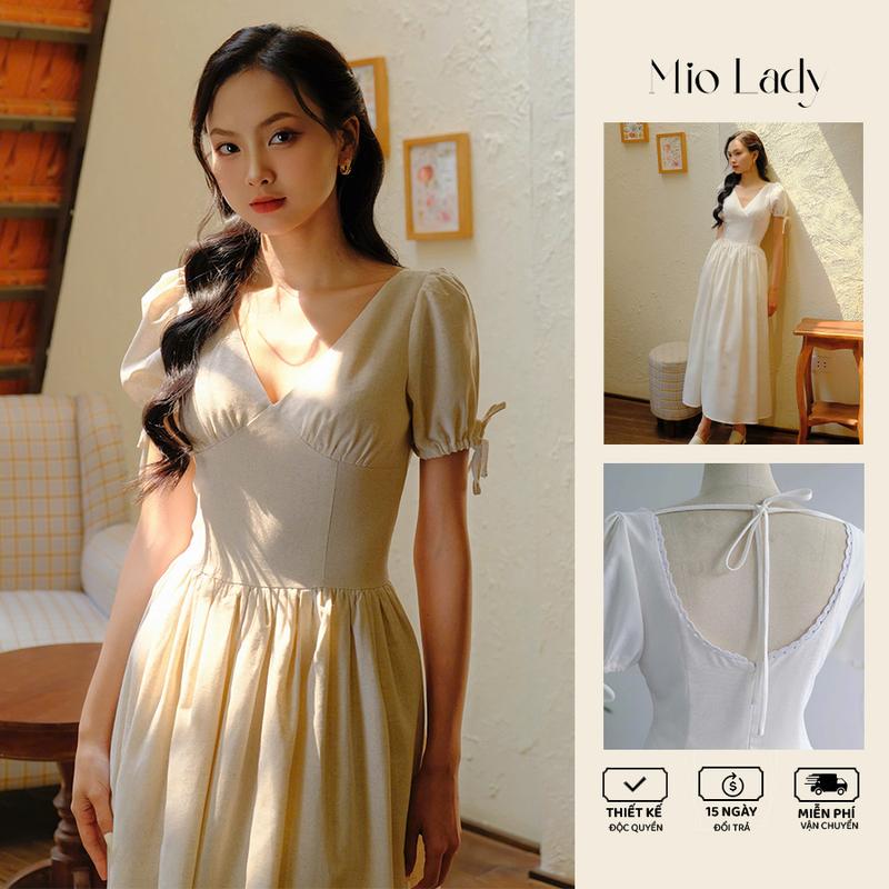 Váy Linen 2 Lớp Cổ Tim Tay Bồng Nữ Tính Nhẹ Nhàng Chuẩn Gu Thời Trang - Mio Lady