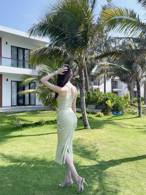 (M04) - Đầm thun gân cotton body ba lổ nhúng eo duyên dáng 4
