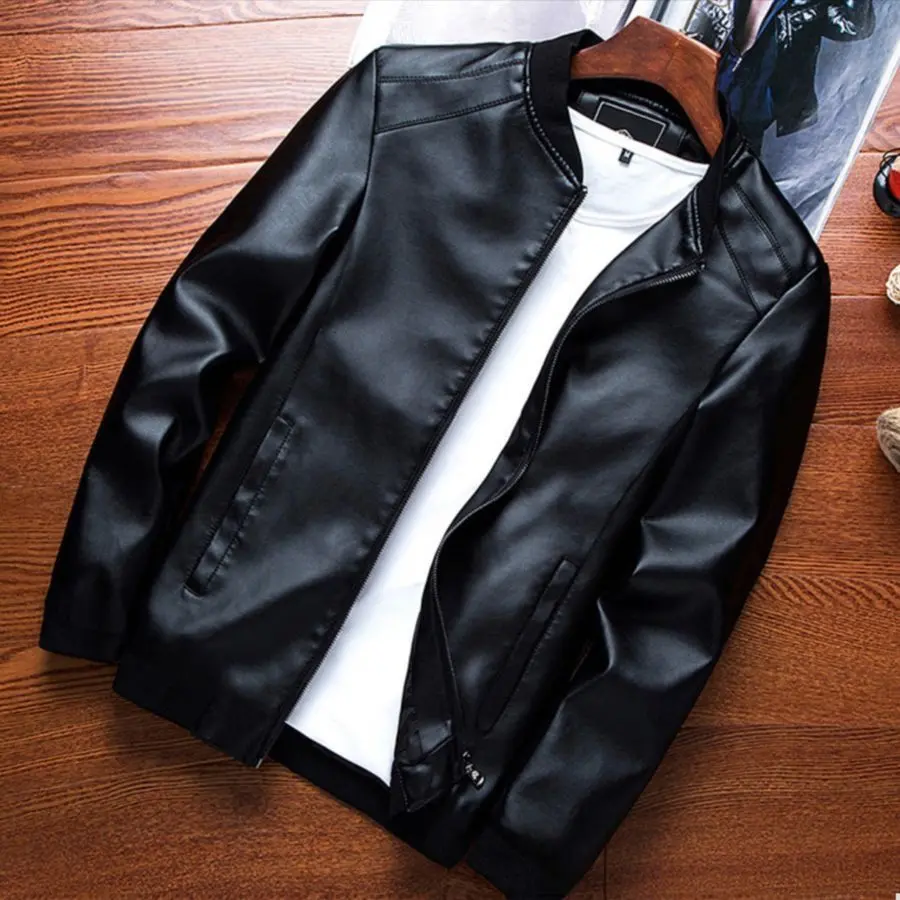 EIGHTEEN MAMIMA-jaket boomber kulit pria kasual unisex atasan cowok polos hitam
