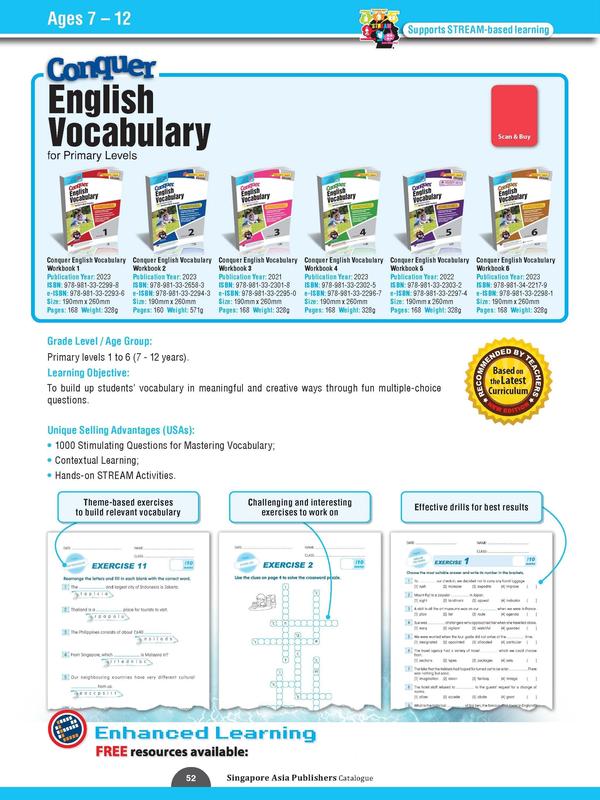 Conquer English Vocabulary Workbook 1-6 | Skill-based | Primary School English Assessment Books - SAP 2