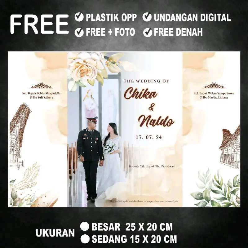 (100 pcs) undangan terbaru tema suku free plastik free desan free tambah denah lokasi free undangan digital 3
