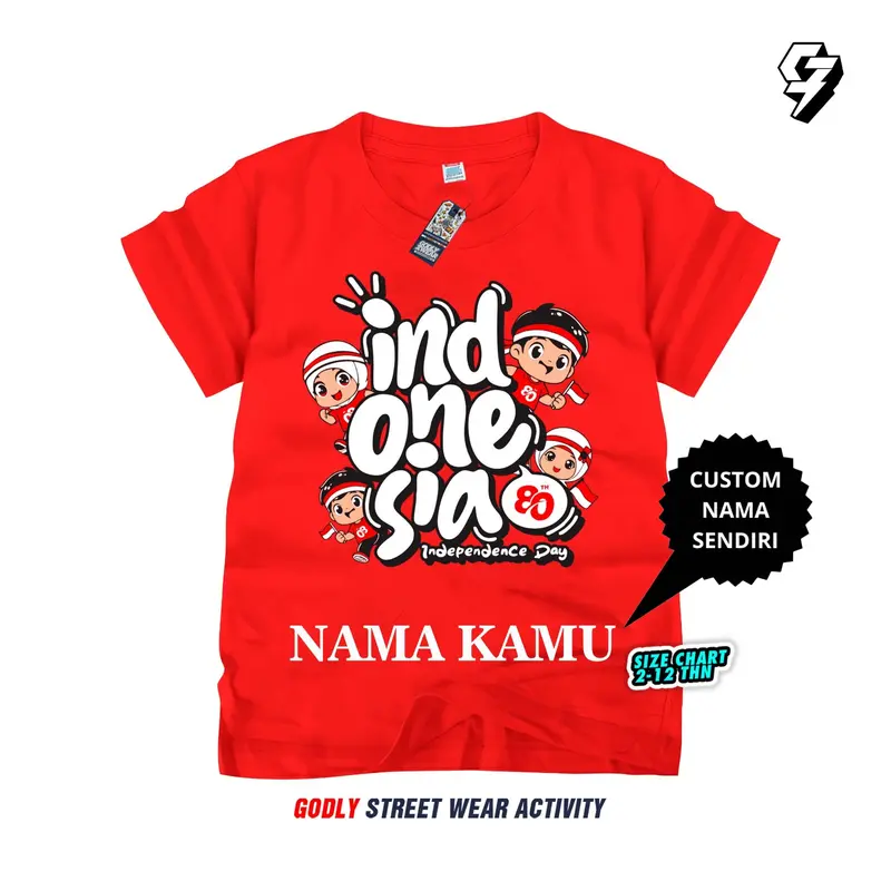Baju Atasan Kaos Anak 17 Agustus Kemerdekaan INDONESIA Cod Bayar Ditempat Usia 1-12 Tahun FREE CUSTOM NAMA Bahan Katun Premium 8
