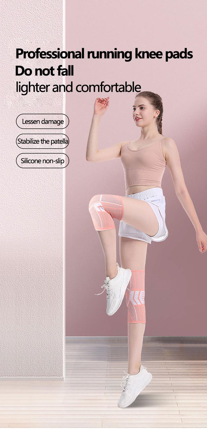 Product Introduction of KOKOSSI 1Piece Knitted Sports Fitness Kneepad Anti Slip Four Sided Elastic Nylon Breathable Sweat Absorbing Knee Sleeve 15