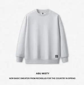 Reckblud - Sweater Crewneck Polos Abu Misty Pria Wanita Cotton Fleece 100% winter hitam-009