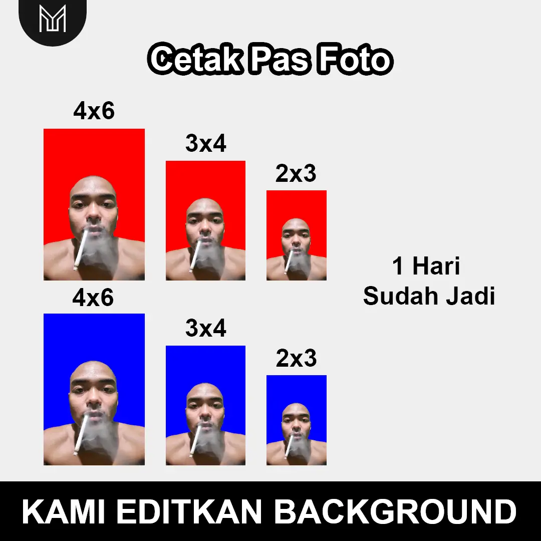 Cetak Foto Pas UK 2x3, 3x4, 4x6  1 HARI JADI TANPA PO Free Editing Background