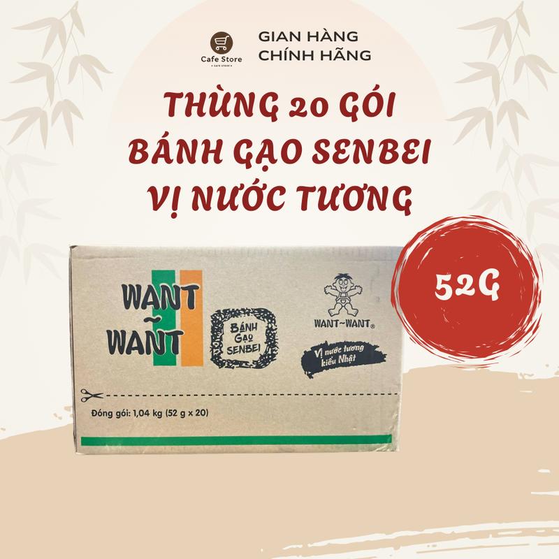 TOP Thùng 20 Gói Bánh Gạo 52g Vị Nước Tương Kiểu Nhật | Snack Giòn Ngon, Đậm Đà Chuẩn