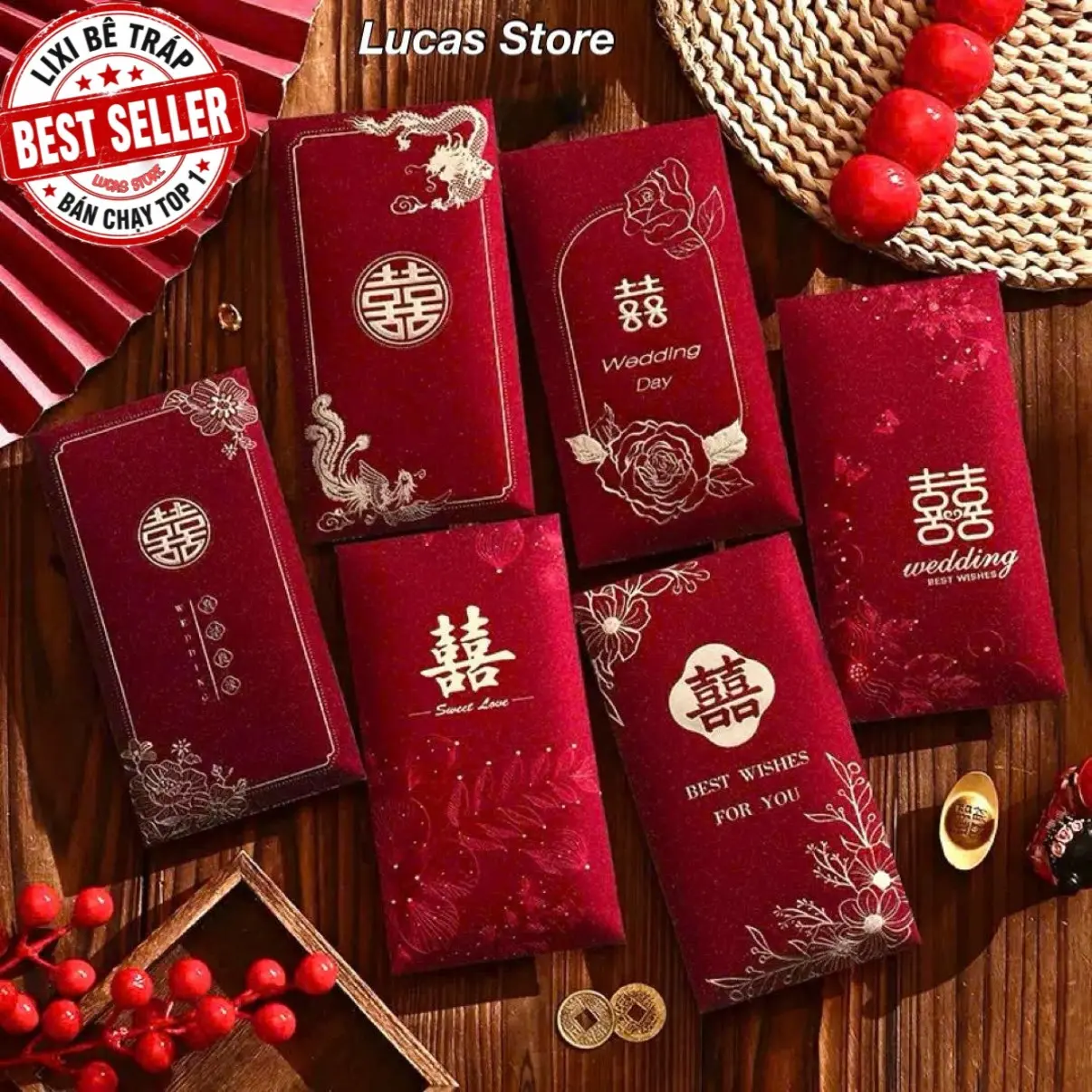 Lixi Bê Tráp, Lixi Cưới, Lì Xì Song Hỷ Dành Cho Cưới Hỏi, Nạp Tài, Bê Tráp