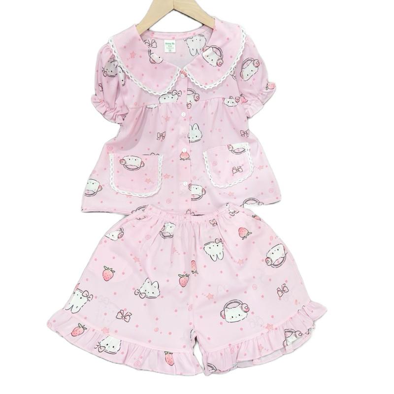 MS 108 : 20-48kg . Bộ đồ đùi tiểu thư pijama cổ lá sen may ren size đại bé gái . chất liệu LỤA MANGO mềm mịn . Bộ đồ mặc nhà thoáng mát không nhăn thấm hút mồ hôi Women Áo Top Quần Ngủ Nho Voi Nhung Thun đồ ngủ đồ ngủ ngắn bộ đồ kẻ caro cho
