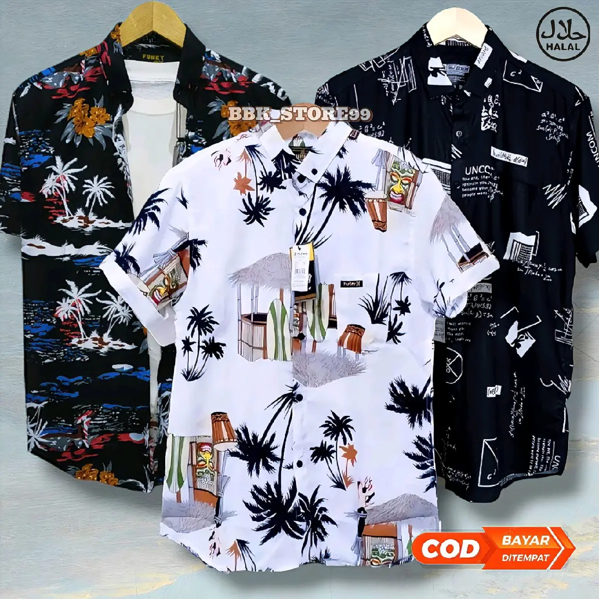 Hem Motif Pria Kemeja Surfing Cowok Lengan Pendek