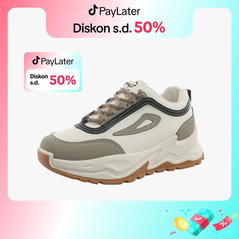 TUTA Shiyeon Sepatu Sneakers Wanita Putih Sport Kasual Cream 604 Karet Shoes Casual 7