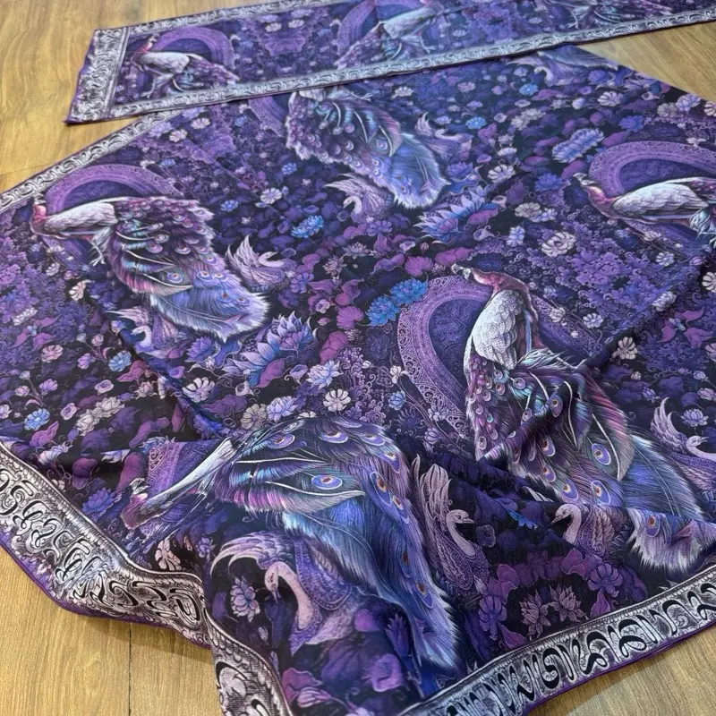 Kamen Lukis Print Klasik Motif Merak set selendang