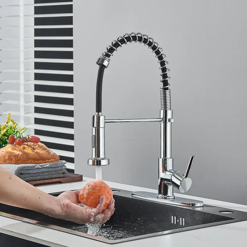 Llave Mezcladora Para Fregadero Cocina Negro Mate Monomando Retráctil Grifo Industrial Tarja Cuello Ganso Rociador Extraíble Moderna Elegante Alta Presión Cocina Integral Restaurante - Foto 7