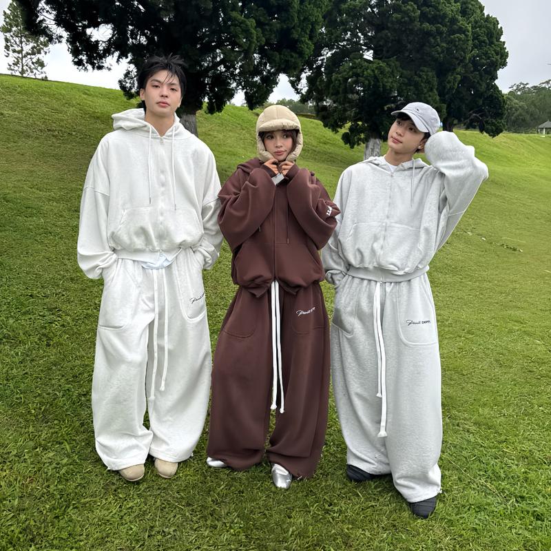 SET BỘ NỈ VER 2 ÁO KHOÁC BOXY HOODIE ZIP PRIVATE CLUB EMPTI AKQD-01