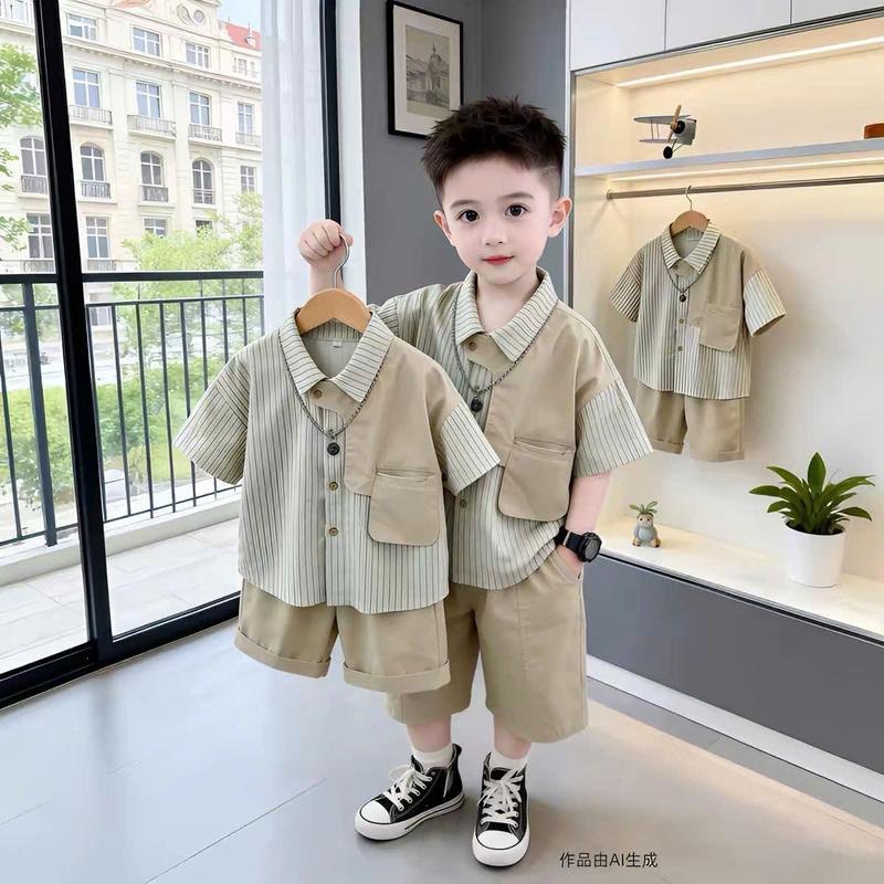 Set đồ sơ mi kẻ bé trai phối hoạ tiết phối quần kaki loại 1 cho bé đi học, đi chơi siêu đẹp-LBB- Mã Sơ Mi Kẻ