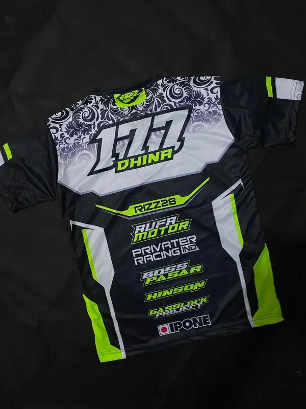 BAJU JERSEY RACING custom full printing bisa request desain nama nomor dan sponsor kaos racing tim 1