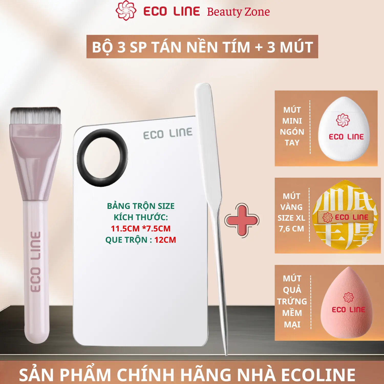 Bảng nền thép không gỉ bộ tán kem nền khay trộn kem nền kèm cọ tán kem nền và bảng gậy dàn nền women