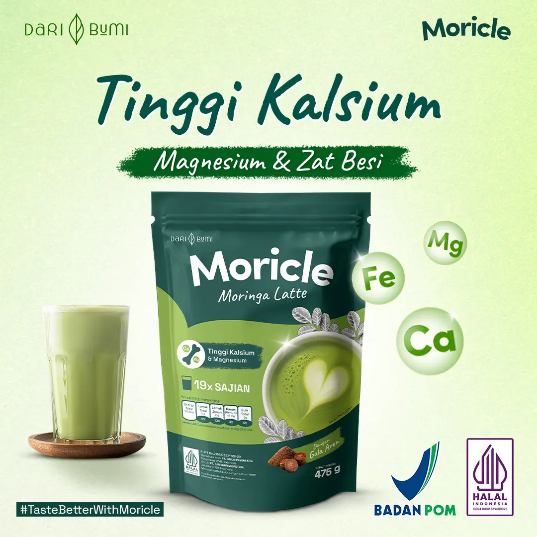 Dari Bumi Moricle Susu Daun Kelor Minuman Bubuk Moringa Latte Tinggi Kalsium - Manis & Creamy