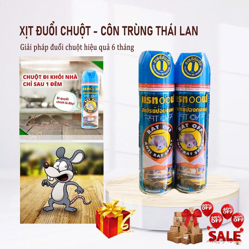Combo 2 Chai Xịt Đuổi Chuột RAT OFF ANTI RAT SPRAY 300ml Thái Lan Chính Hãng