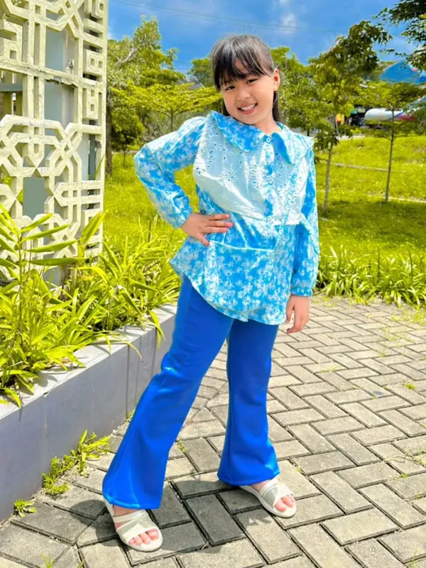 Setelan anak perempuan lebaran Elora 2-10 tahun 4 in 1 baju rompi celana dan tas Parsel Anak-Anak 0