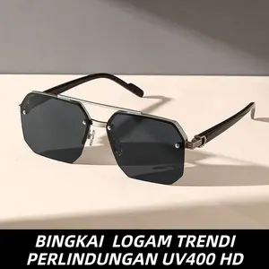 【DISKON 85% 】Kacamata Hitam NEW Fashion Luxury Sunglasses for Men Women RetroOutdoor UV400 Shades Sun Glasses Unisex4 Colors Classic Half Frame Eyewear