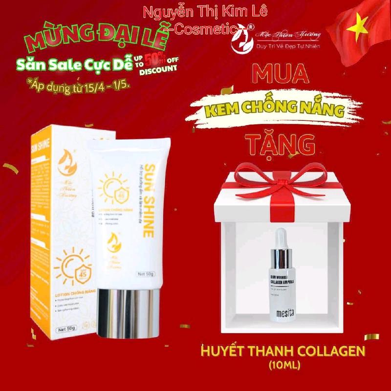 Kem Chống Nắng Nâng Tone - Kiềm Dầu Và Dưỡng Sáng Da, Dùng Được Cho Da Mụn Mộc Thiên Hương 50g -(Tặng Kèm Serum Huyết Thanh 10ml )- Tất Cả Các Loại Da - Skincare -Sun Cream - Đẹp Da Nữ bình thường không chứa paraben kem chống nắng cho da mặt chong nang